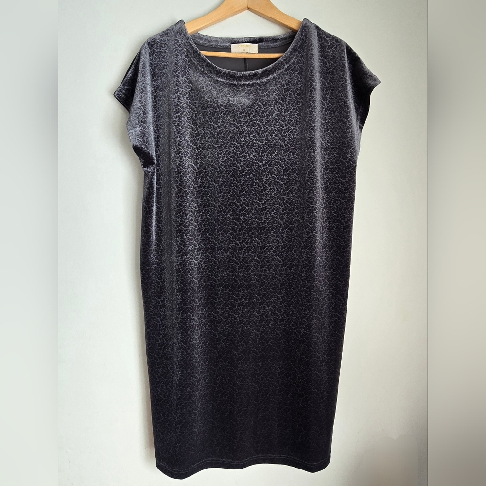 CREAM Gray steel Blue Velvet Dress